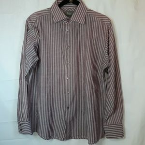 Bruno Mens Long sleeve dress shirt plum white blue